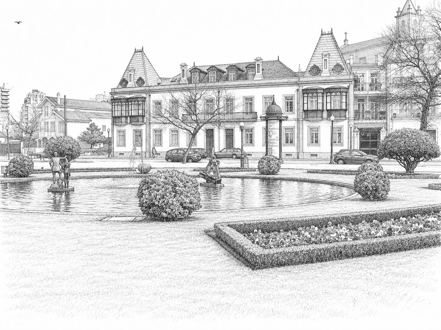 Jardim e arquitetura clássica portuguesa